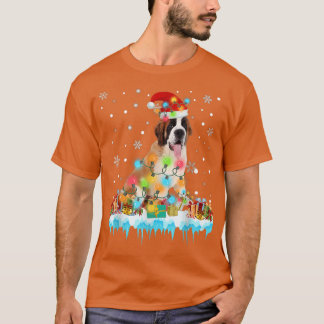 Funny Bernard Dog Tree kerstlampjes Pajam T-shirt
