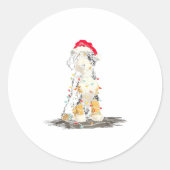 Funny Bernedoodle Christmas Graphics Dog Lights Lo Ronde Sticker (Voorkant)