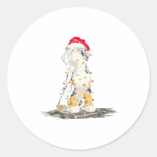 Funny Bernedoodle Christmas Graphics Dog Lights Lo Ronde Sticker (Voorkant)