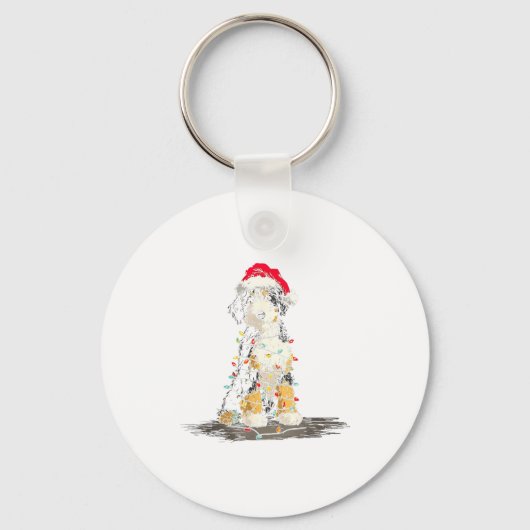 Funny Bernedoodle Christmas Graphics Dog Lights Lo Sleutelhanger (Voorkant)