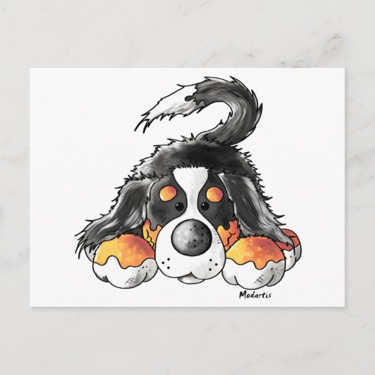 Funny Bernese Mountain Dog Cartoon Briefkaart (Voorkant)