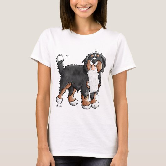 Funny Bernese Mountain Dog Cartoon T-shirt (Voorkant)