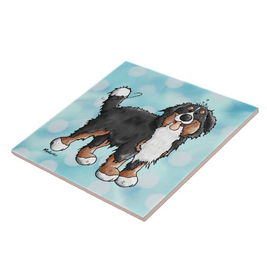 Funny Bernese Mountain Dog Cartoon Tegeltje (Zijkant)