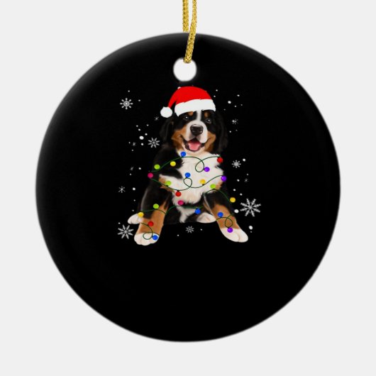 Funny Bernese Mountain Dog Lights Christmas Matchi Keramisch Ornament (Voorkant)