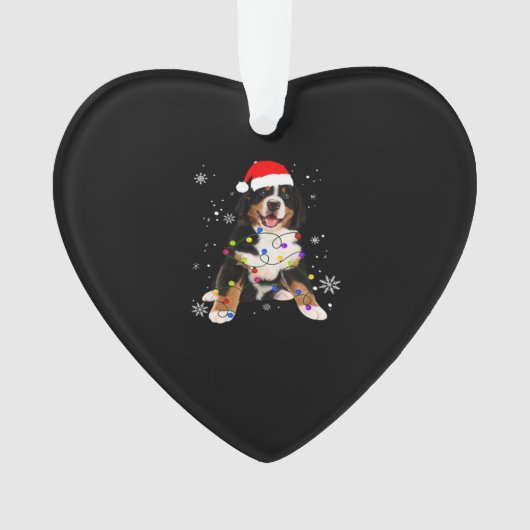 Funny Bernese Mountain Dog Lights Christmas Matchi Ornament (voorkant)