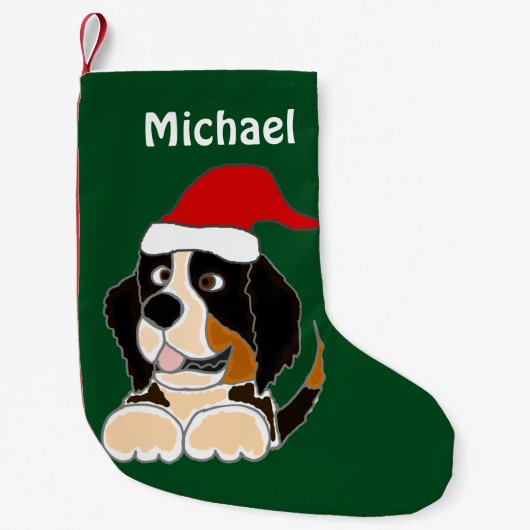 Funny Bernese Mountain Dog met kerstmis stoppen Kleine Kerstsok (Voorkant)