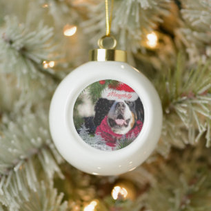 Funny Bernese Mountain Dog naughty Santa Ornament