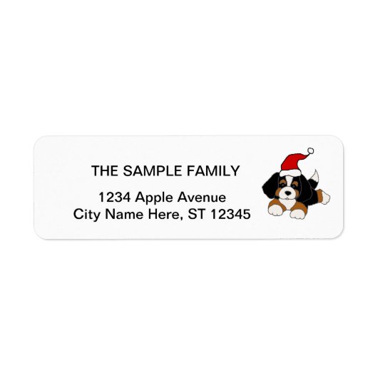 Funny Bernese Mountain Dog Puppy Kerstmis Etiket (Voorkant)