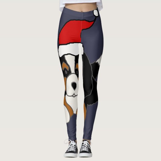 Funny Bernese Mountain Dog Puppy Kerstmis Leggings (Voorkant)