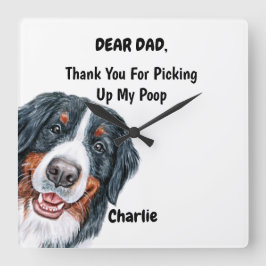 Funny Bernese Mountain Waterverf Canine Art Vierkante Klok