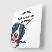 Funny Bernese Mountain Waterverf Canine Art Vierkante Klok (Hoek)