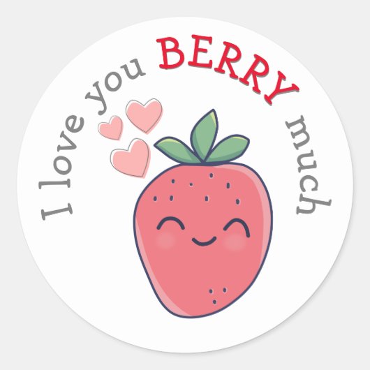 Funny Berry Ik hou van je Ronde Sticker (Voorkant)