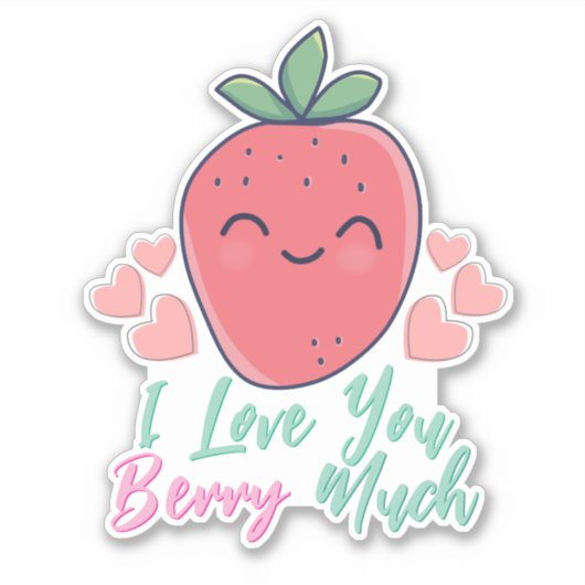 Funny Berry Ik hou van je Sticker (Voorkant)