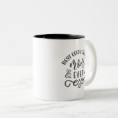 Funny Best Bonus Mam Ever Typography Tweekleurige Koffiemok (Voorkant rechts)