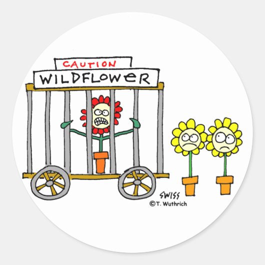 Funny Best Buds Wildflower Cartoon Ronde Sticker (Voorkant)
