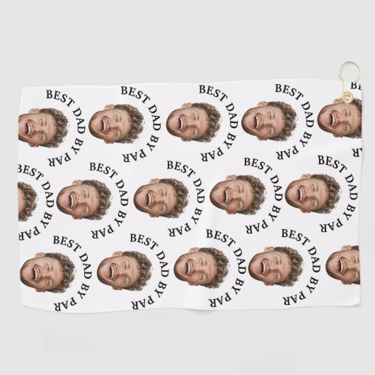 Funny Best Dad van Par Custom Face patroon Golfhanddoek (Horizontaal)
