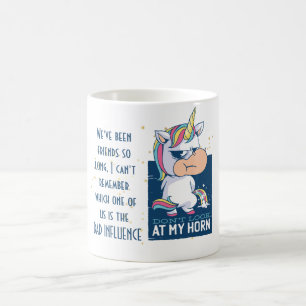 Funny Best Friend BAD INFLUENCE Unicorn Peeing Man Koffiemok
