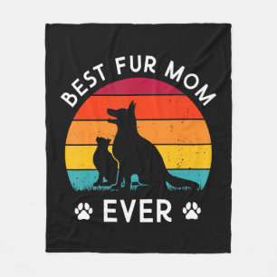 Funny Best Fur MOM Ever Retro Dog en Cat Fleece Deken