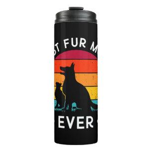Funny Best Fur MOM Ever Retro Dog en Cat Thermosbeker