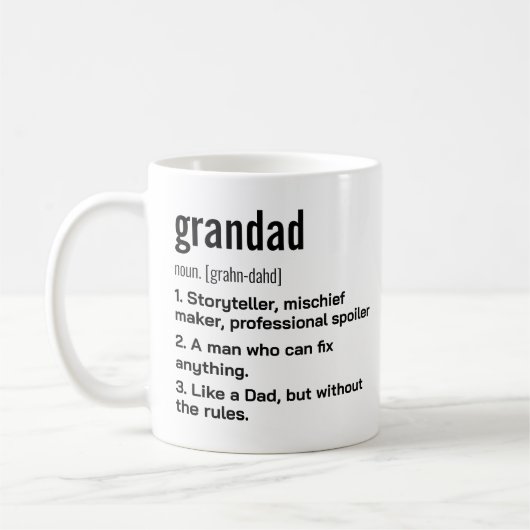 Funny Best Grandad Definition Gift voor Grandfathe Koffiemok (Links)