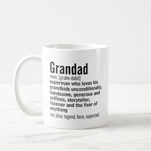 Funny Best Grandad Definition Gift voor Grandfathe Koffiemok (Links)