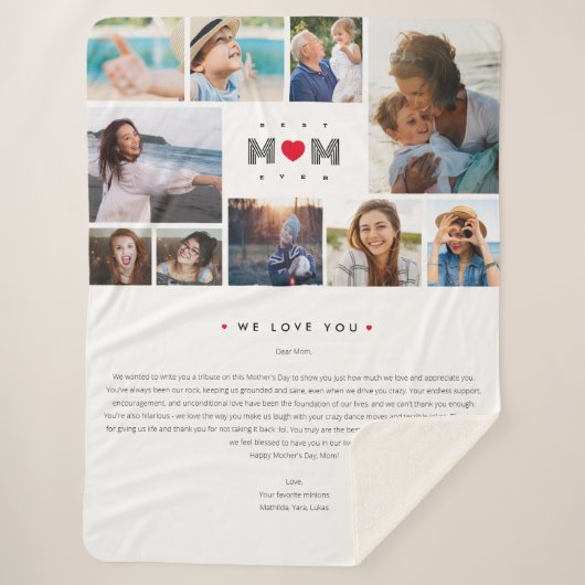 Funny Best Mam Ever Moederdag 10 Foto's collage Sherpa Deken (Voorkant)