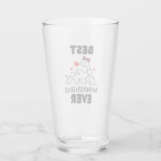 Funny Best Mamasaurus Ever Glass Cup Glas (Achterkant)
