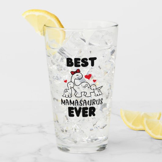 Funny Best Mamasaurus Ever Glass Cup Glas (Voorkant ijs)