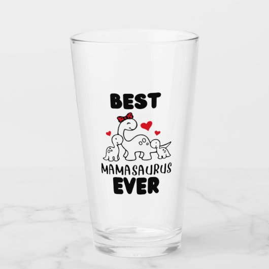 Funny Best Mamasaurus Ever Glass Cup Glas (Voorkant)