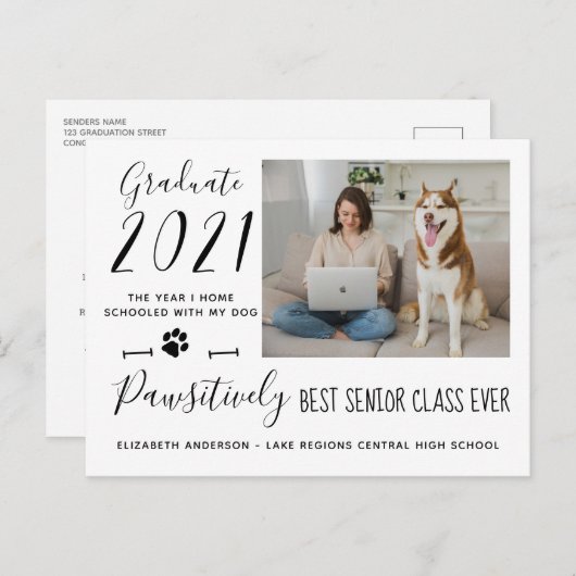 Funny Best Senior Class of 2021 Photo Afstuderen Uitnodiging Briefkaart (Voorkant / Achterkant)