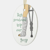 Funny Best snowboard trip ever! Broken Cast Keramisch Ornament (Links)
