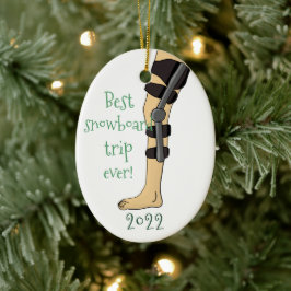 Funny Best snowboard trip ooit! Knee Brace Keramisch Ornament