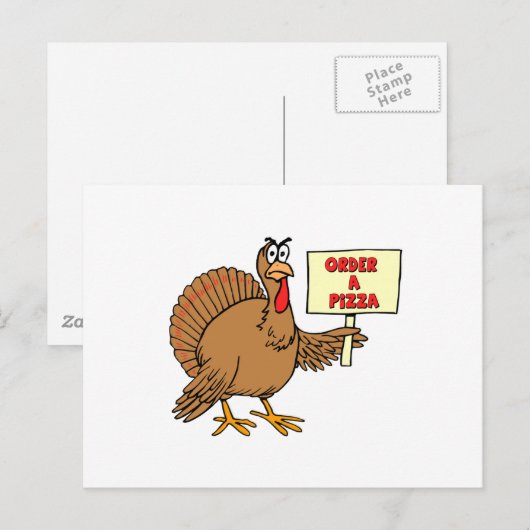Funny Bestel een Pizza Thanksgiving Turkije Feestdagenkaart (Voorkant / Achterkant)
