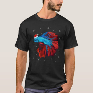 Funny Betta Fish Xmas Lighting Reindeer Pet Betta T-shirt