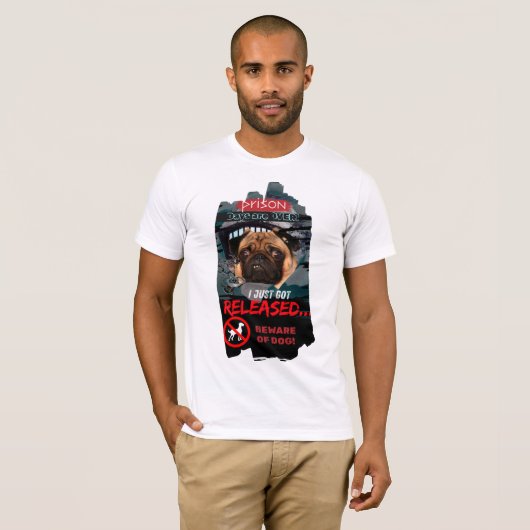 Funny Beware of Dog T-Shirt – Men’s Guard Dog Tee (Voorkant volledig)
