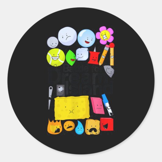 Funny Bfdi-battle For Dream-island Kids Graphic Bo Ronde Sticker (Voorkant)