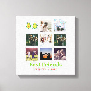 Funny BFF FOTO COLLAGE Gift Personalized AVOCADO Canvas Afdruk