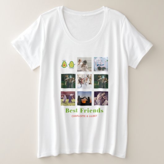 Funny BFF FOTO COLLAGE Gift Personalized AVOCADO Grote Maat T-shirt (Design voorkant)