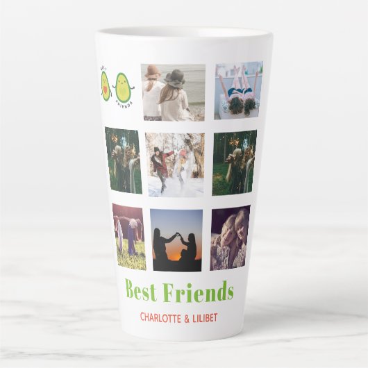 Funny BFF FOTO COLLAGE Gift Personalized AVOCADO Latte Mok (Voorkant)