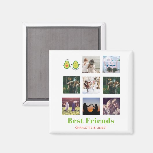 Funny BFF FOTO COLLAGE Gift Personalized AVOCADO Magneet (Voorkant / Achterkant)