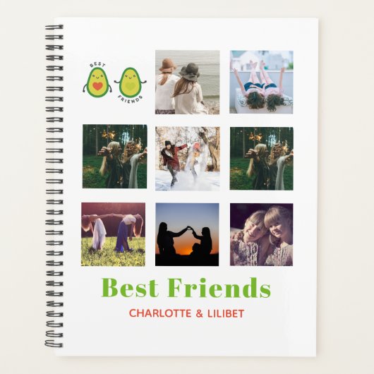 Funny BFF FOTO COLLAGE Gift Personalized AVOCADO Planner (Voorkant)