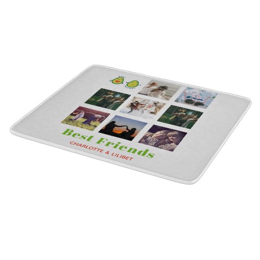 Funny BFF FOTO COLLAGE Gift Personalized AVOCADO Snijplank (Hoek)