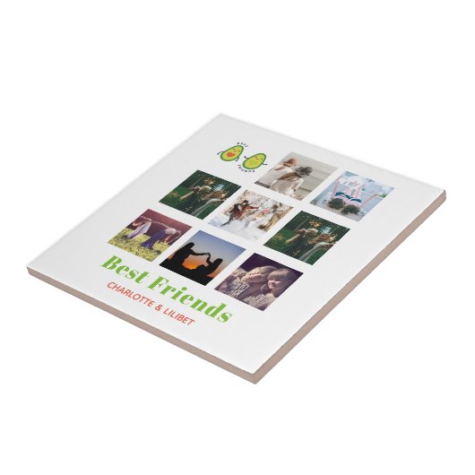 Funny BFF FOTO COLLAGE Gift Personalized AVOCADO Tegeltje (Zijkant)