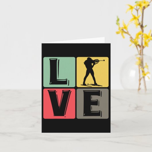 Funny Biathlon Winter Ski Skiing Fun Lovers 5 Kaart (Gele Bloem)