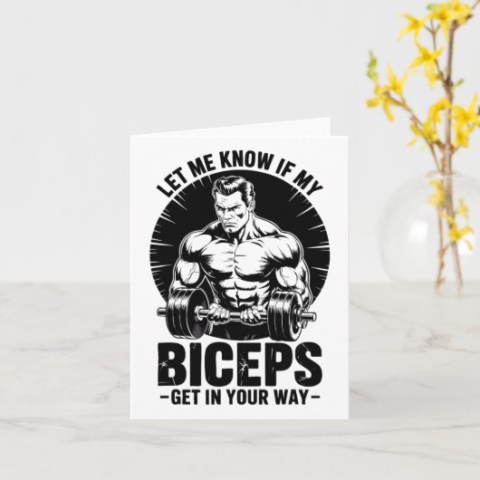 Funny Biceps Fitness Bodybuilding Gewichtheffen Kaart (Gele Bloem)