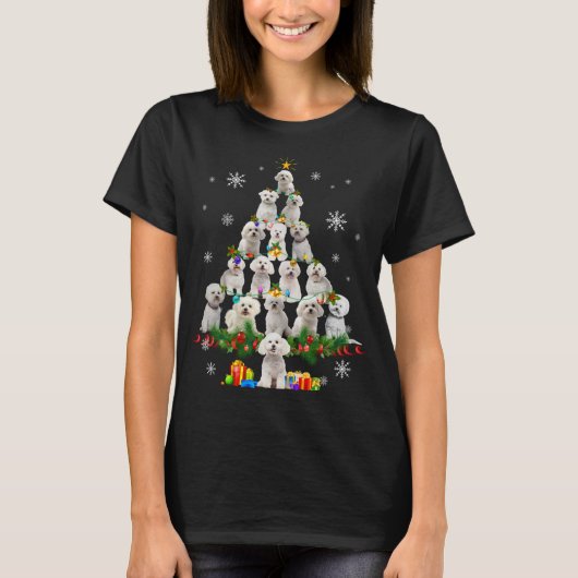 Funny Bichon Frise kerstboom Hondenliefhebber Ch T-shirt (Voorkant)