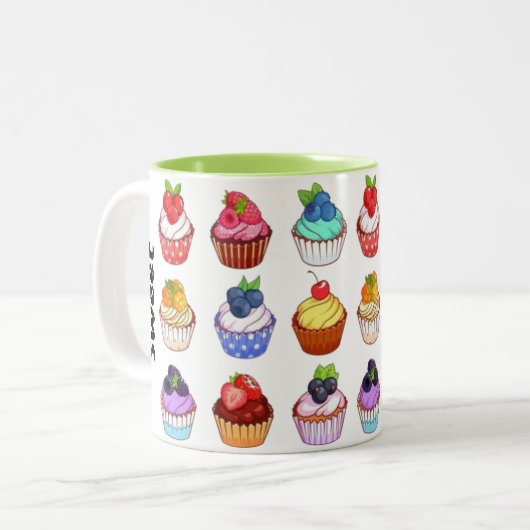 Funny bicolour cupcake coffee mug mok (Voorkant links)