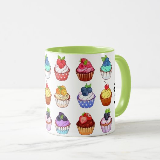Funny bicolour cupcake coffee mug mok (Voorkant rechts)