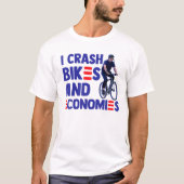 Funny Bicycle Biden die me viert in crashfietsen e T-shirt (Voorkant)