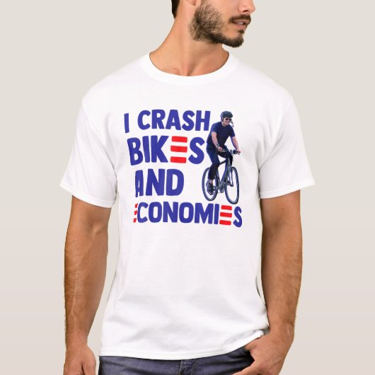 Funny Bicycle Biden die me viert in crashfietsen e T-shirt (Voorkant)